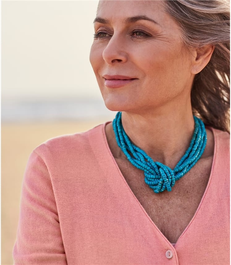 Turquoise | Beaded Knot Necklace | WoolOvers US