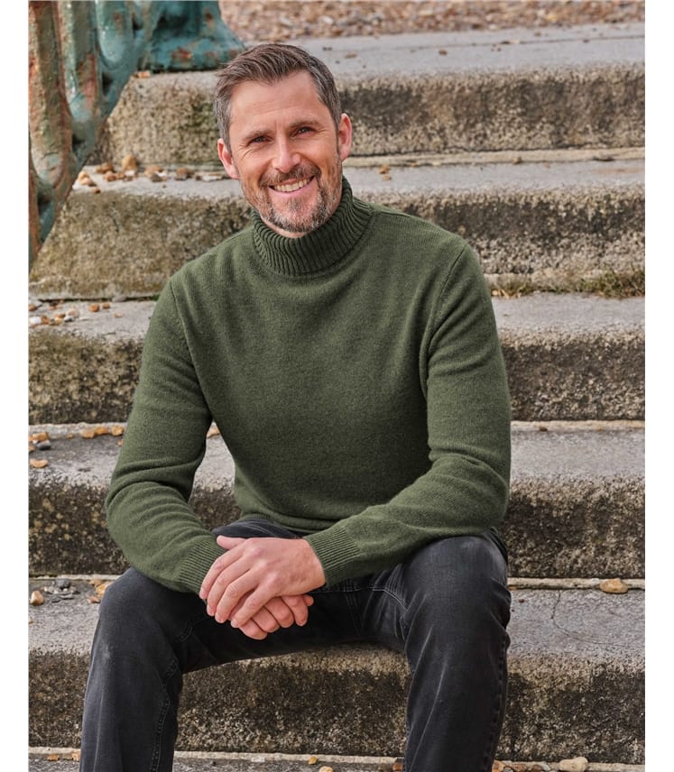 Mens Lambswool Polo Neck Jumper