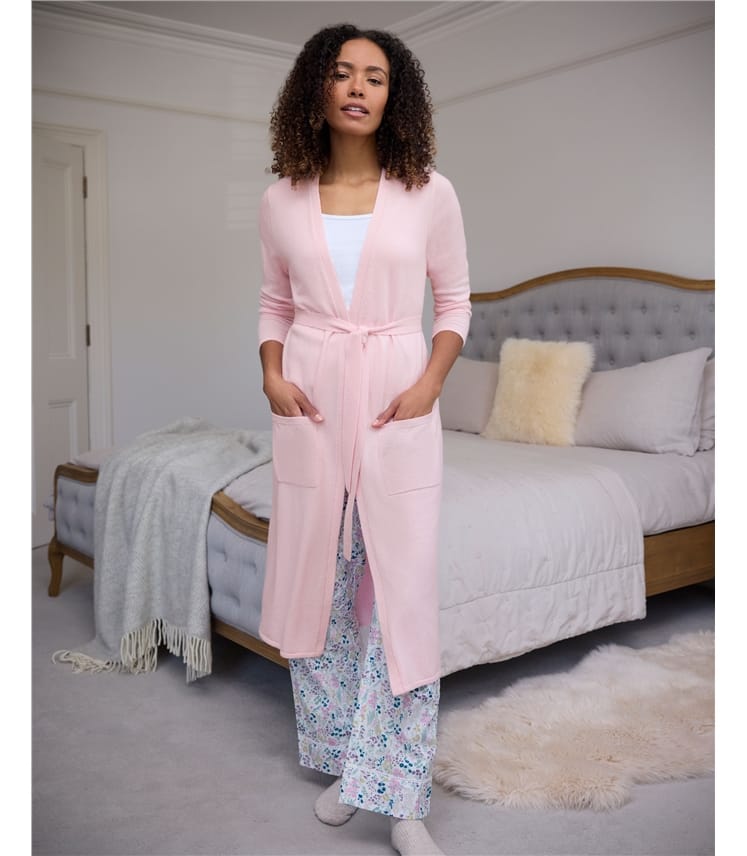 Rose clair Robe de chambre luxueuse Femme Cachemire Merinos WoolOvers FR