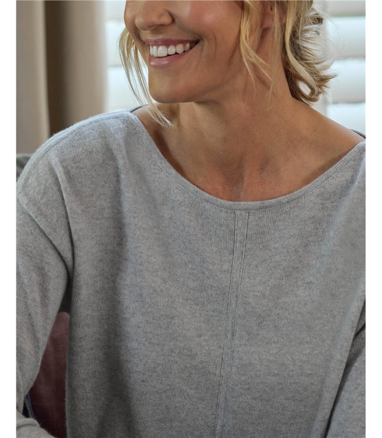 Kaschmirpullover mit U-Boot-Ausschnitt für Damen