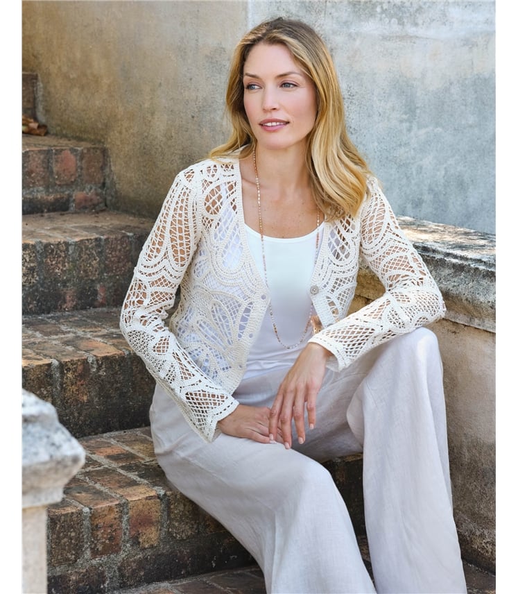 V Neck Crochet Cardigan