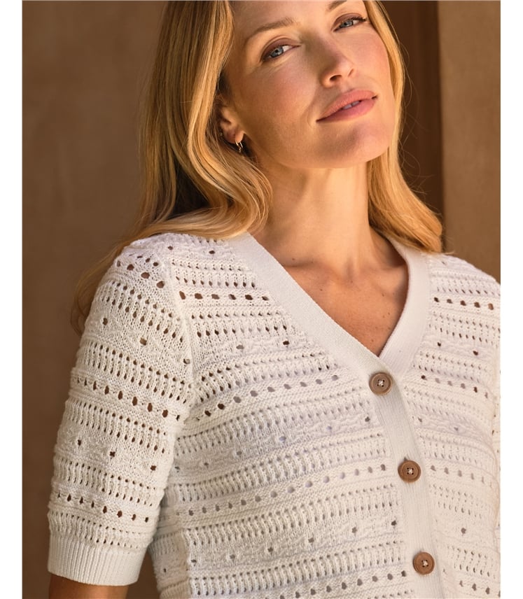 V Neck Short Sleeve Cardigan