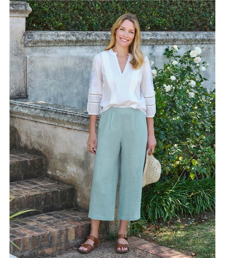 Culotte en lin à dos élastique