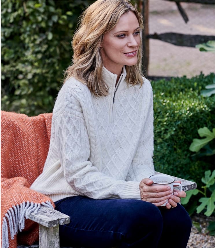 womens zip neck jumper
