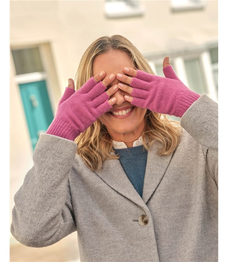 Fingerlose Handschuhe aus Lammwolle für Damen