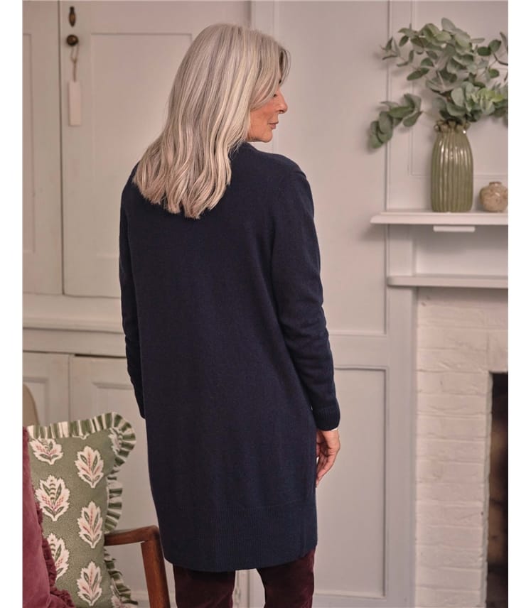 Verschlusslose lange Merino-Strickjacke