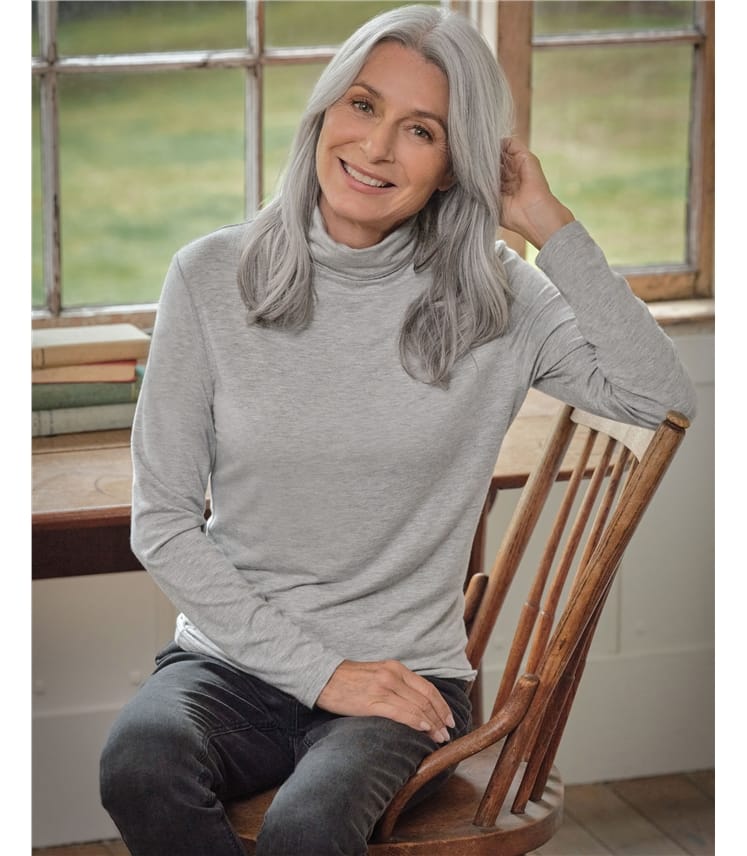 Jersey Slim Polo Neck Top