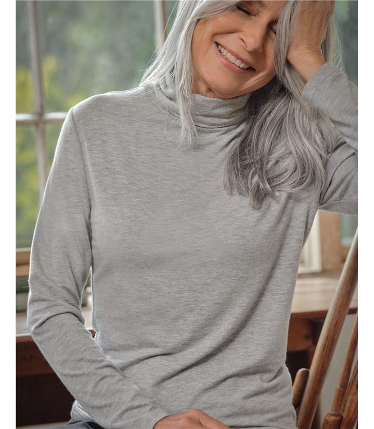 Jersey Slim Polo Neck Top