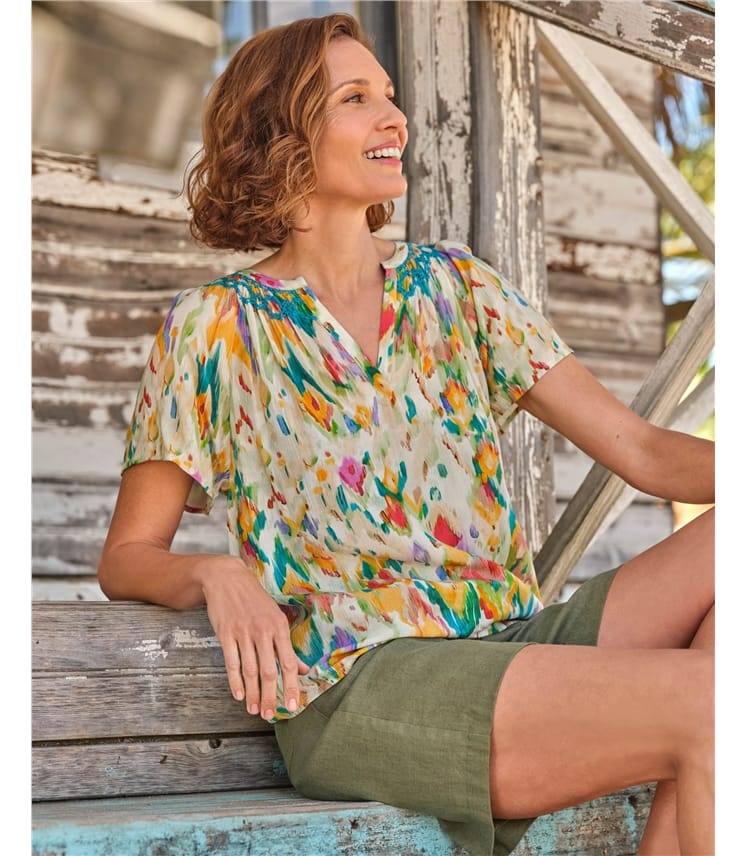 Angel Sleeve Crinkle Blouse