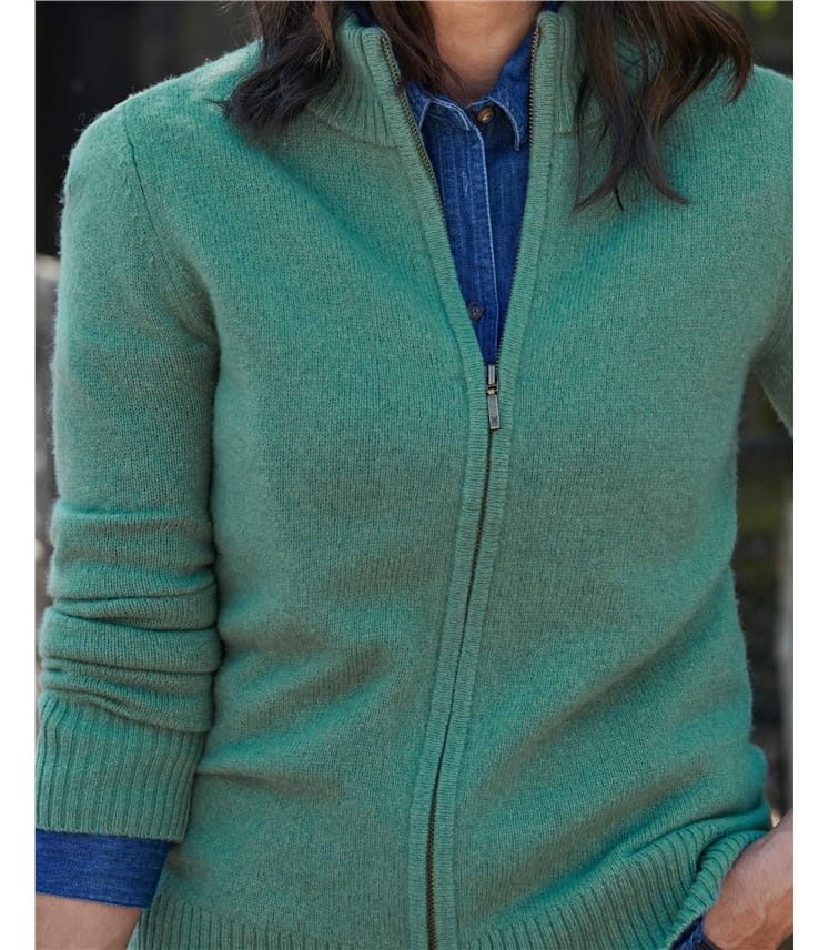 Lambswool Zip Thru Cardigan