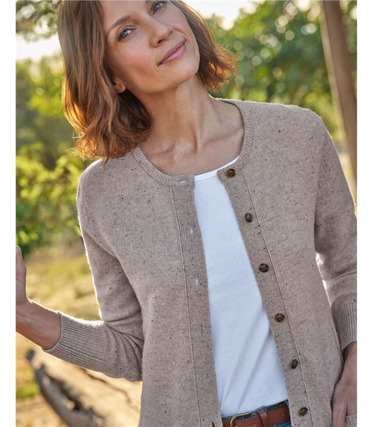 Lambswool Ladies Crew Neck Cardigan