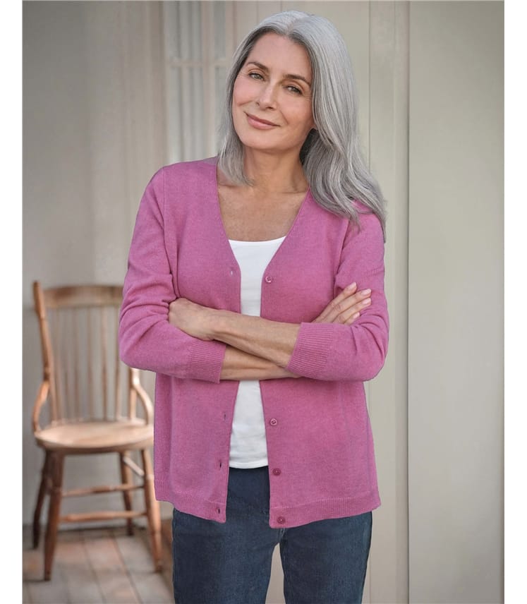 Cashmere Merino Classic V Neck Cardigan