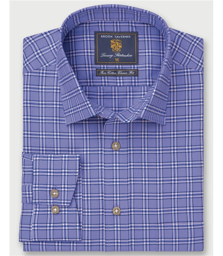 Sky Blue/White/Navy | Oxford Check Shirt | WoolOvers UK