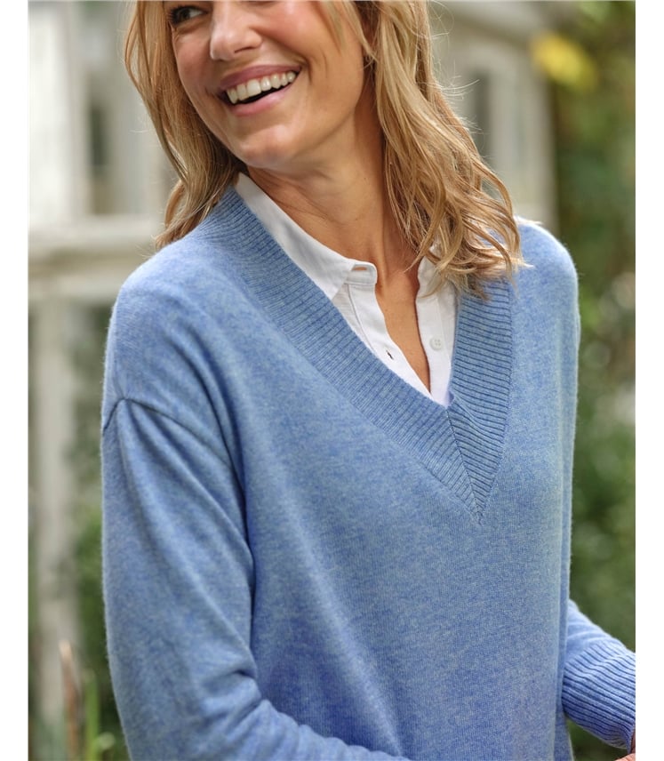 Cashmere Merino Deep V Neck Tunic