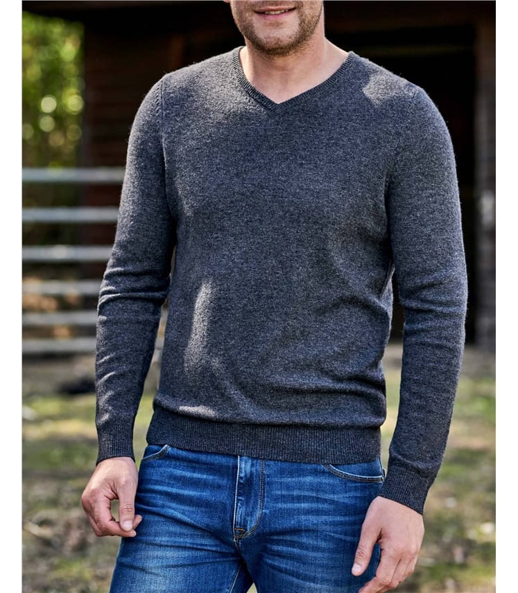 Mens Lambswool V Neck Jumper