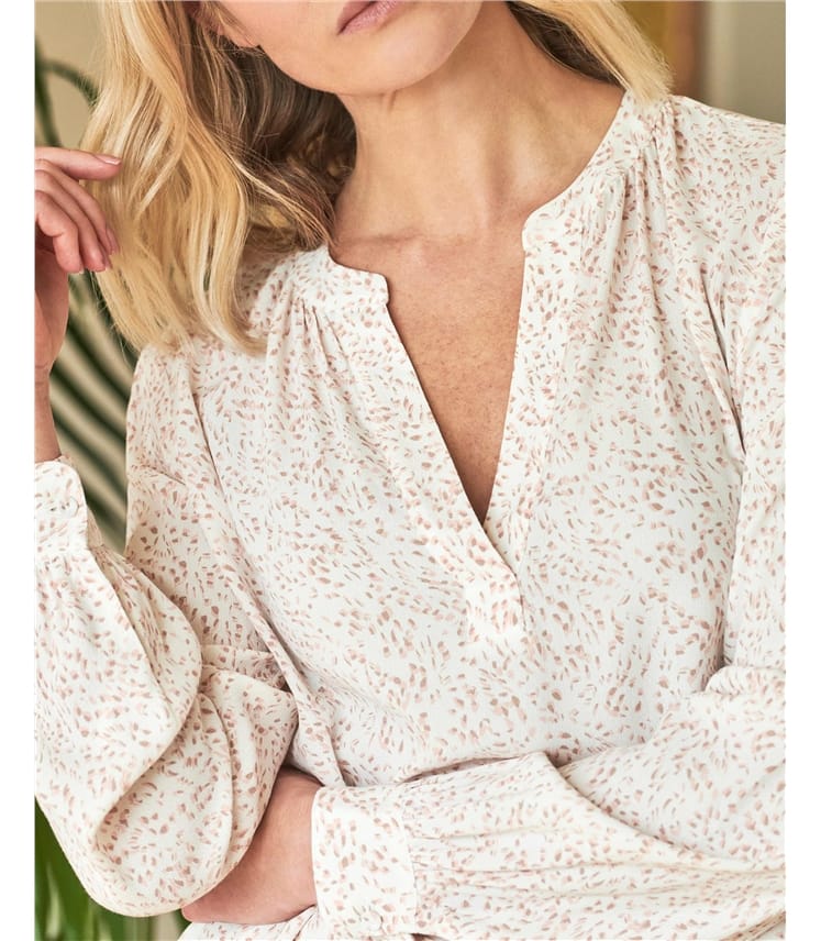 Printed Drapey Blouse