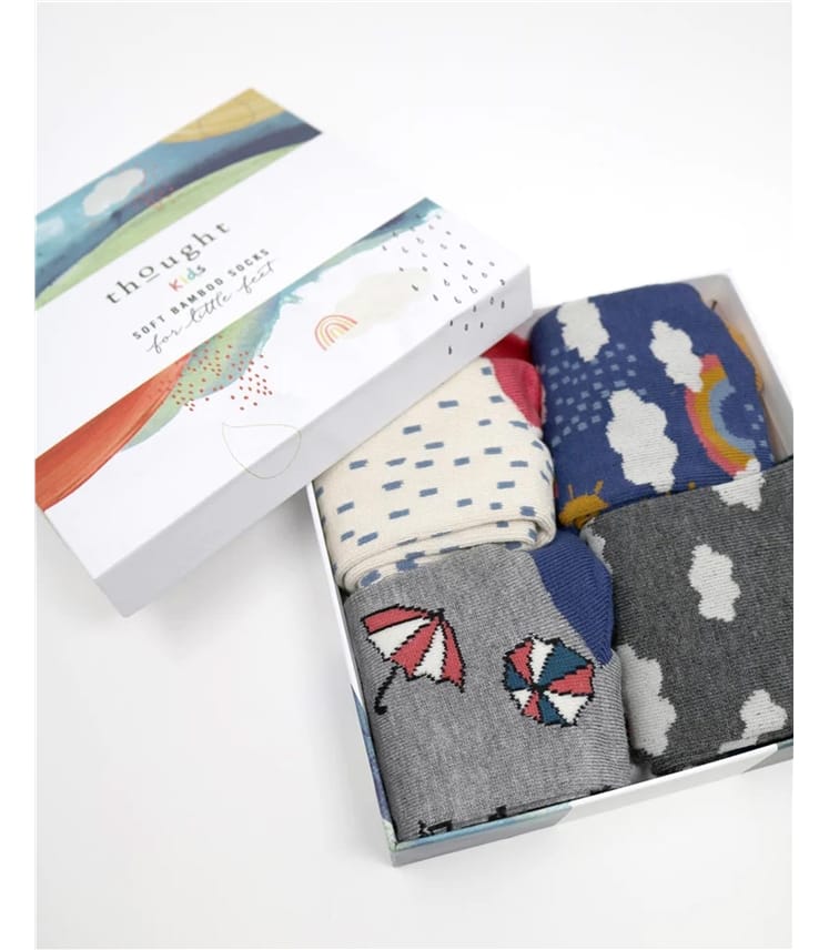 Kindersocken-Geschenkbox (4 Paar), Wolkenhimmel