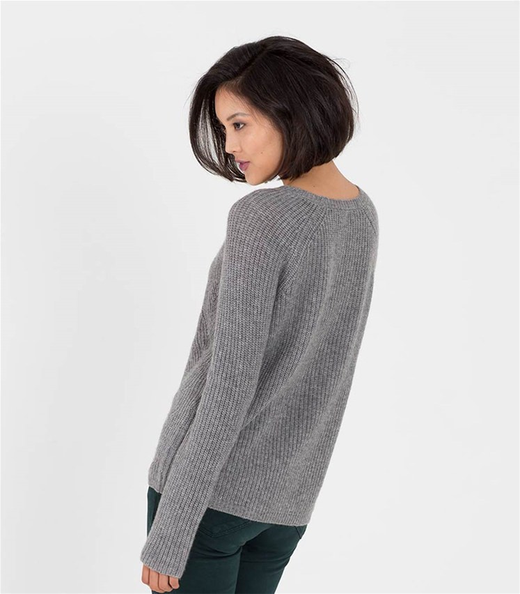 Mid Grey Marl 20 Cashmere And 80 Merino Womens Cashmere Merino Cable