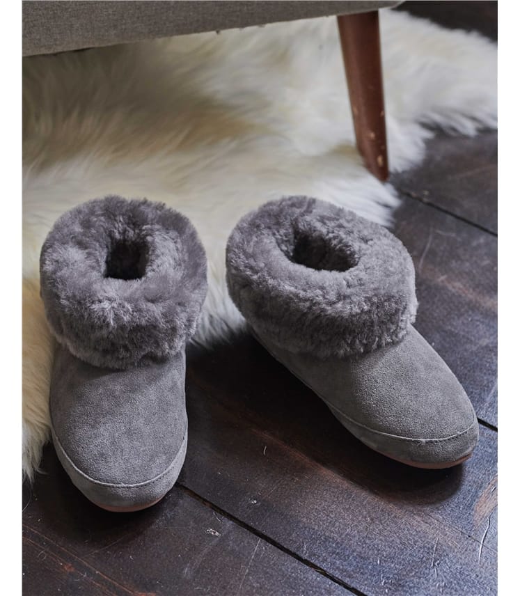 Grey | Sheepskin Slipper Boot | WoolOvers US