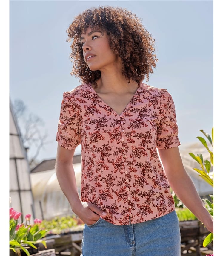 Frill Sleeve Printed Top