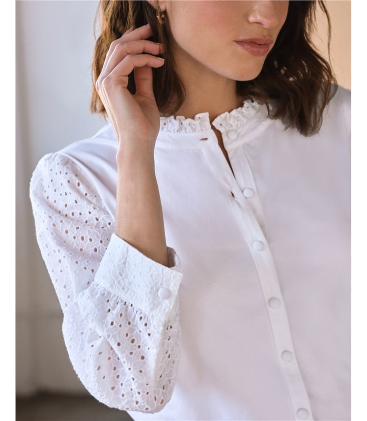 Broderie Sleeve Jersey Shirt