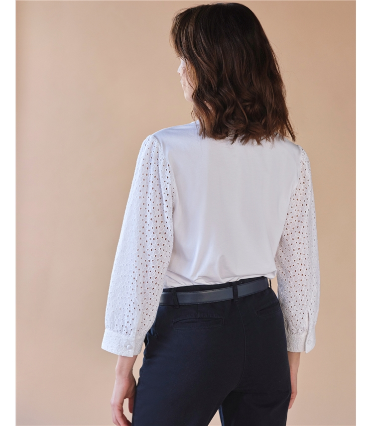 Broderie Sleeve Jersey Shirt