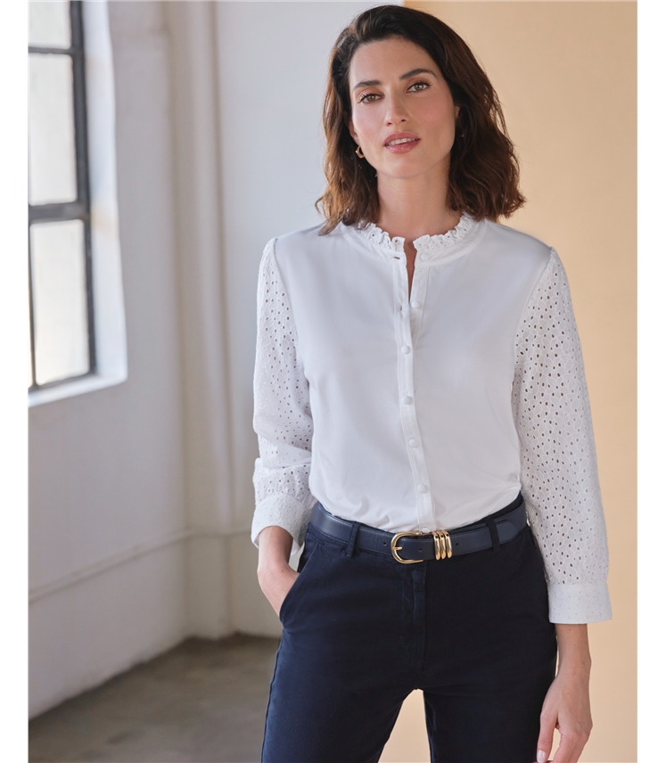 Broderie Sleeve Jersey Shirt
