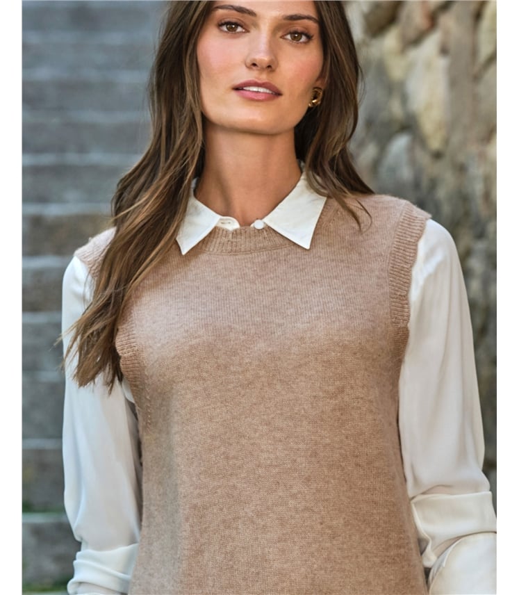 Wool Cashmere Scalloped Tank