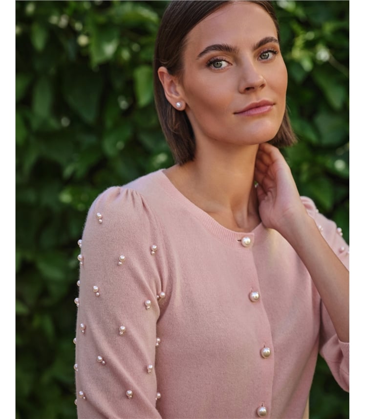 Cashmere Blend Pearl Cardigan