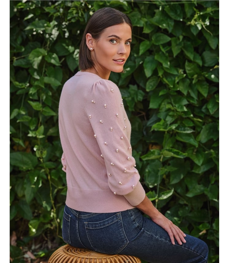 Cashmere Blend Pearl Cardigan