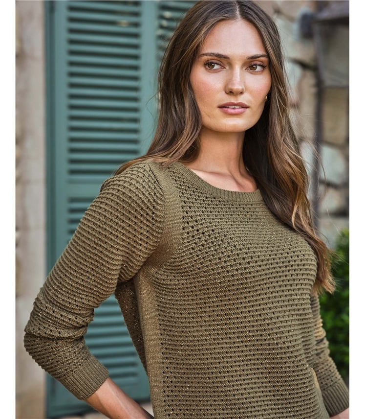 Cotton Mesh Boat Neck