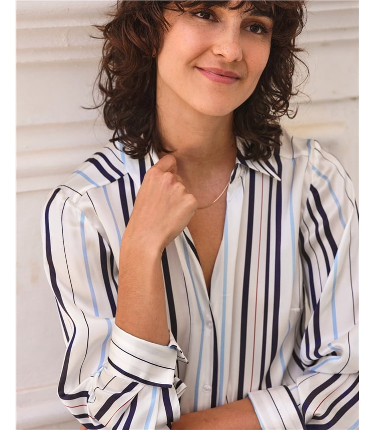 Open Neck Silk Dress Shirt