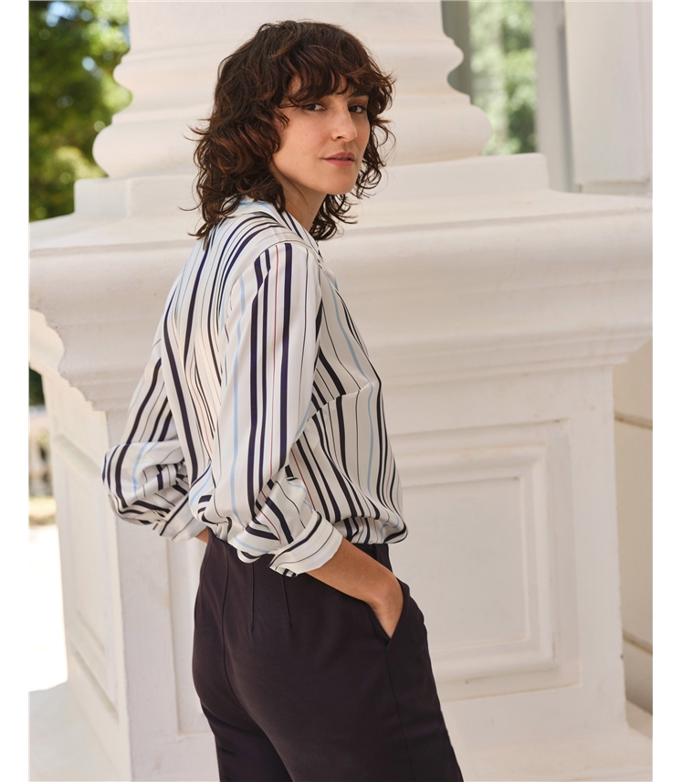Open Neck Silk Dress Shirt