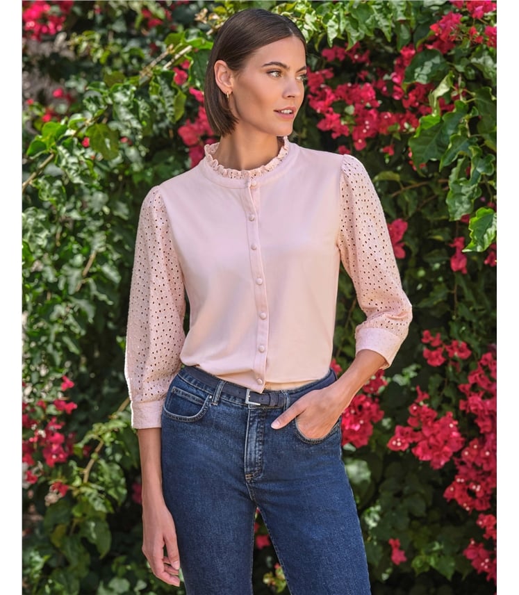 Broderie Sleeve Jersey Shirt