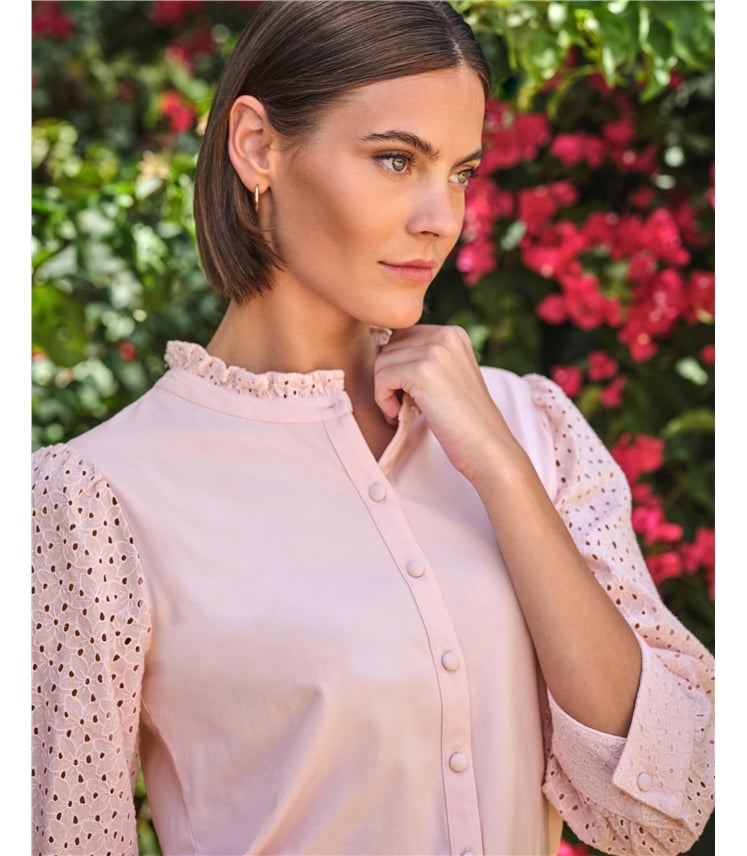 Broderie Sleeve Jersey Shirt