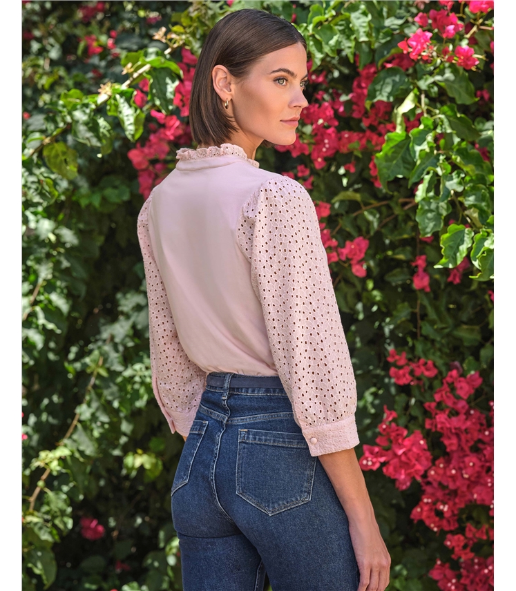 Broderie Sleeve Jersey Shirt