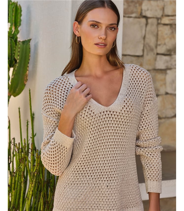Cotton V Neck Sweater