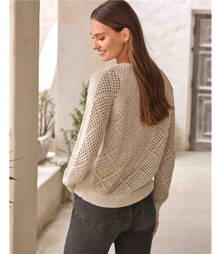 Cotton Mesh Zip Cardigan