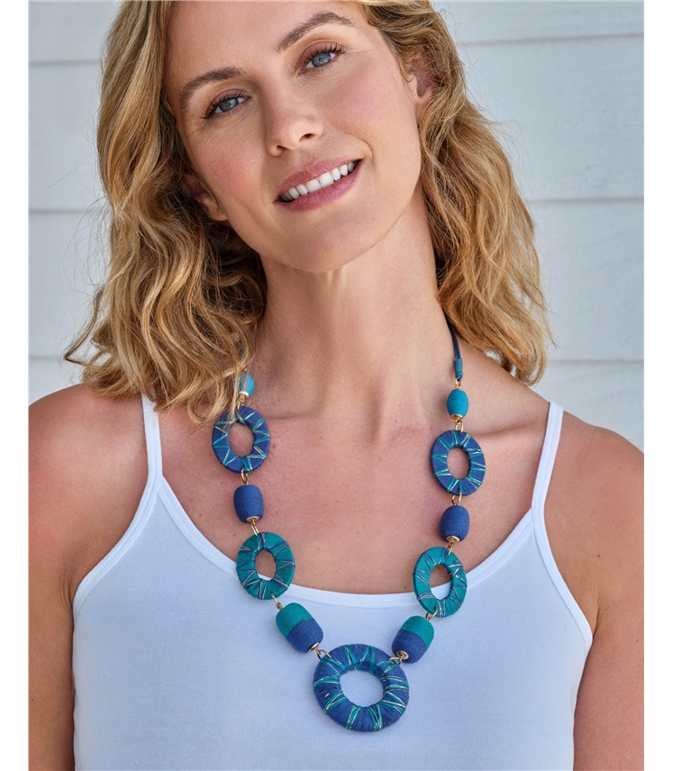 Thread Wrapped Mixed Shape Necklace