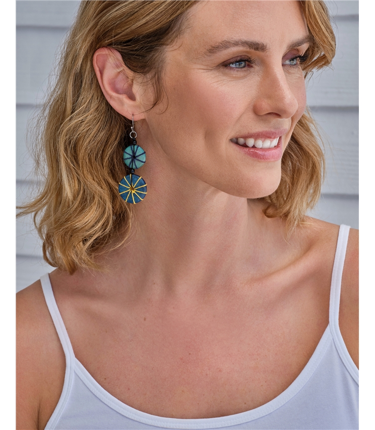 Thread Wrapped Wooden Earrings