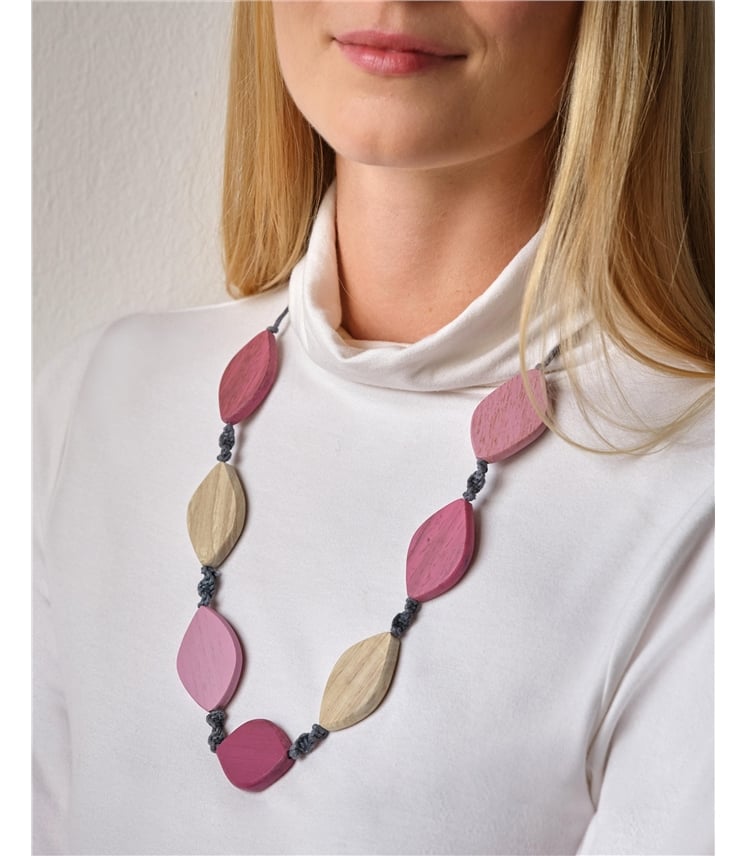 Collier de feuilles de bois - femme