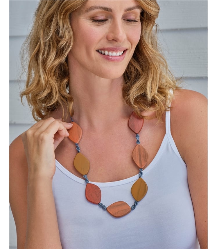 Collier de feuilles de bois - femme