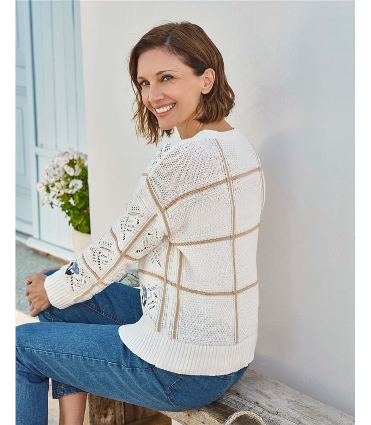 Pointelle Patchwork Jumper