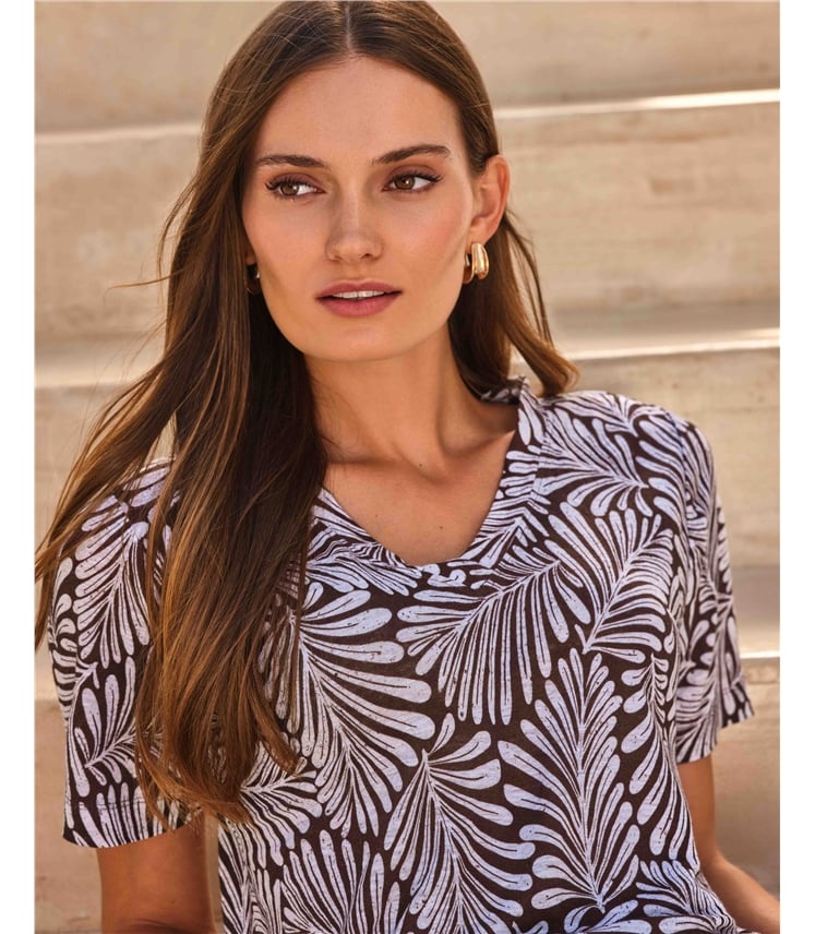Linen Short Sleeve V Neck T-Shirt