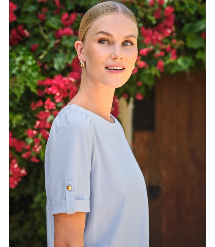 Button Tab Sleeve Tee