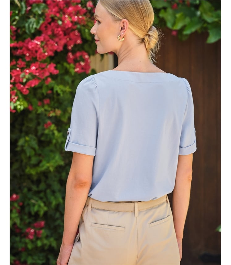 Button Tab Sleeve Tee