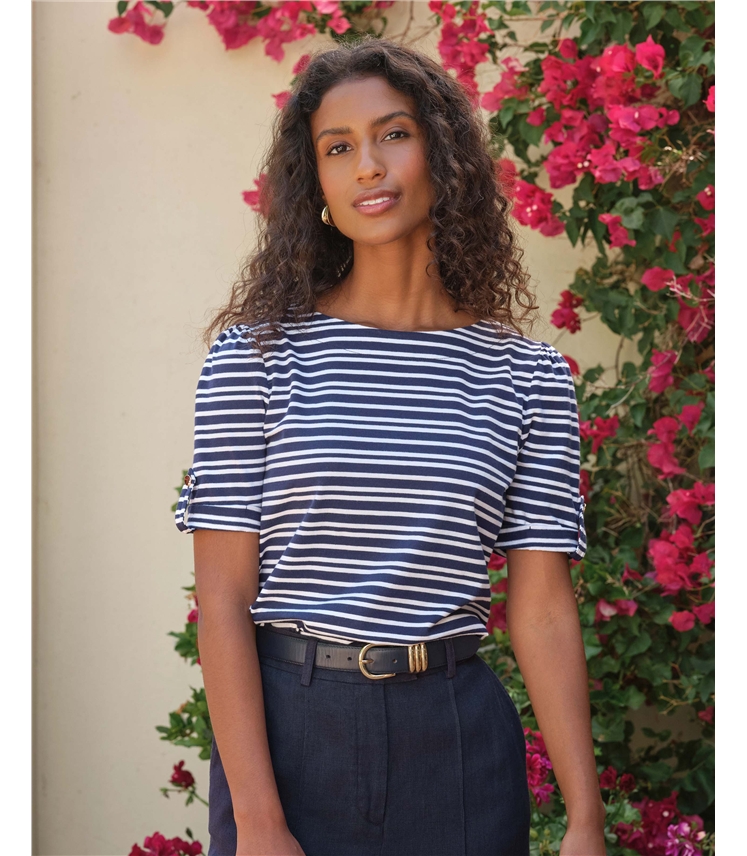 Button Tab Sleeve Tee
