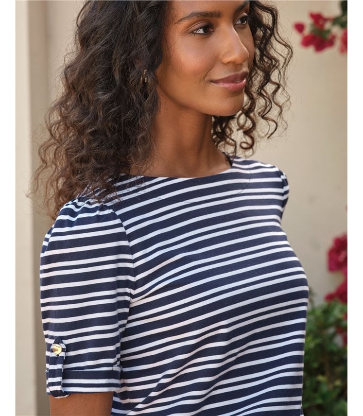 Button Tab Sleeve Tee