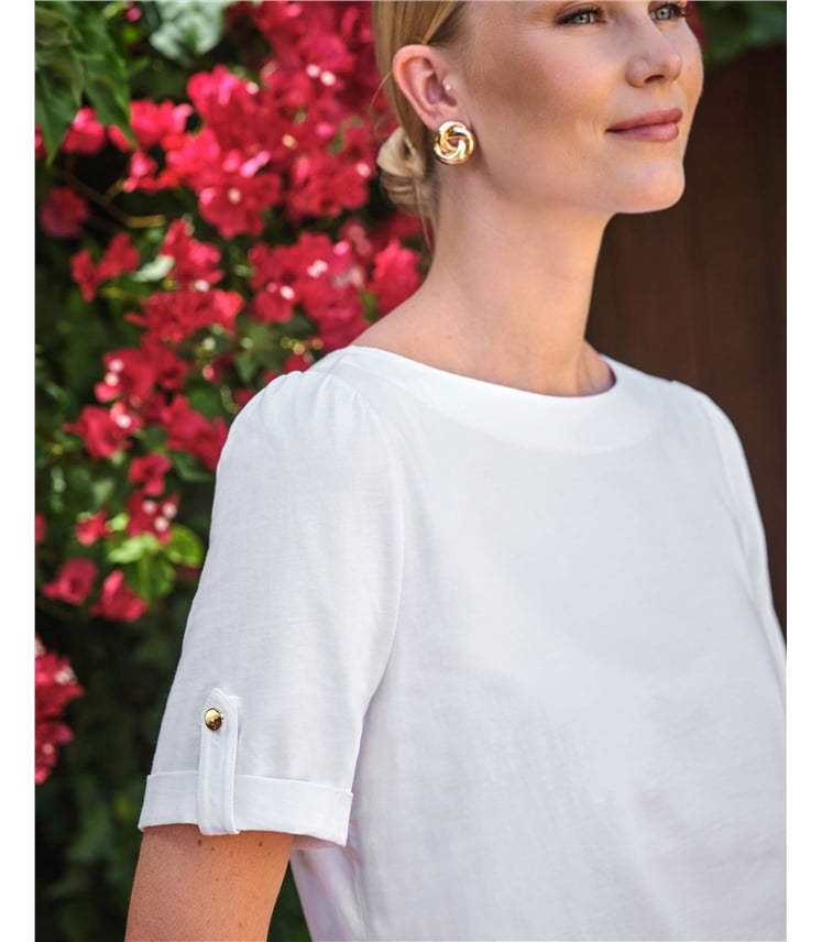 Button Tab Sleeve Tee