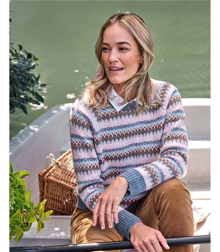 Pull raglan Fairisle givré